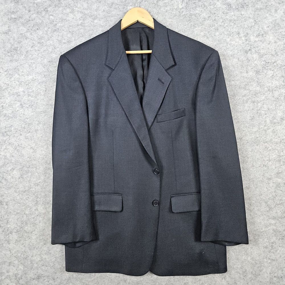 Custom Tailored Men's‎ Blazer Size 44R Wool Charcoal Gray 2-Button Front SMUDGES